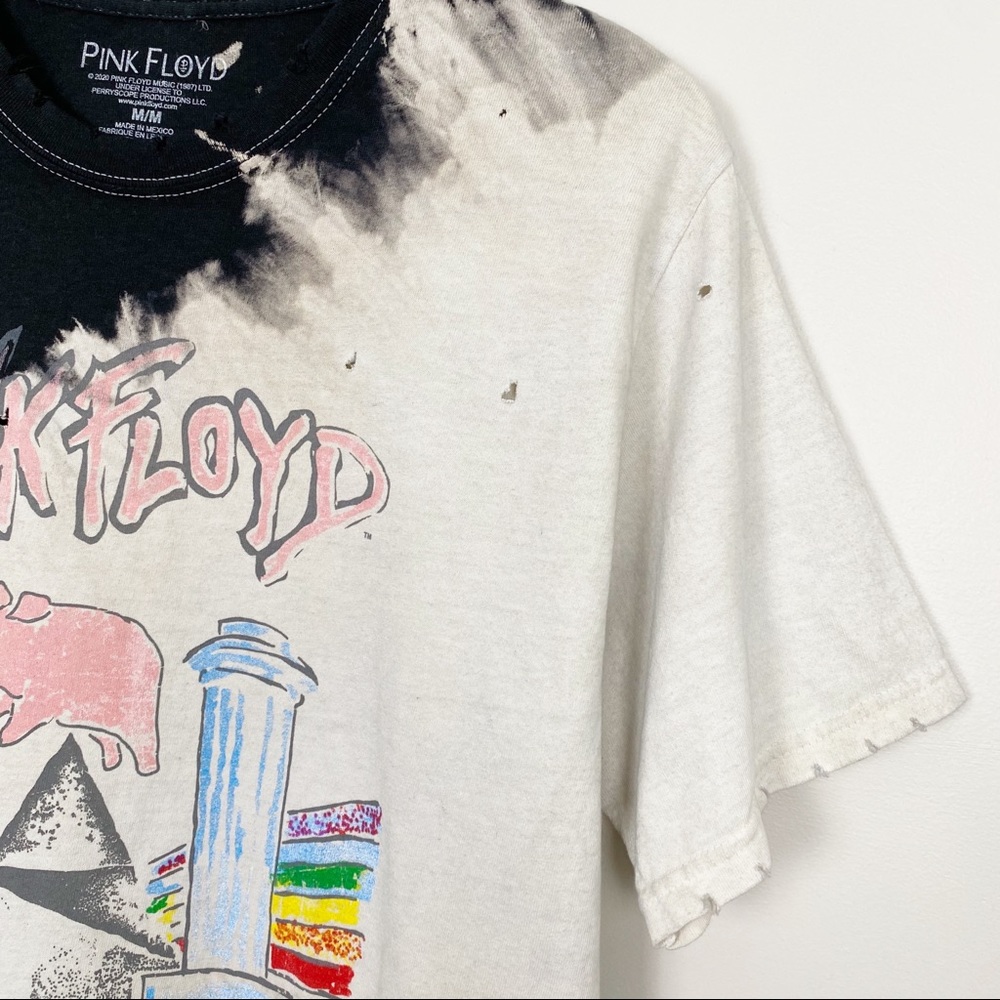 PINK FLOYD Tie Dye Bleached Graphic Band Tee New - Picture 4 of 5